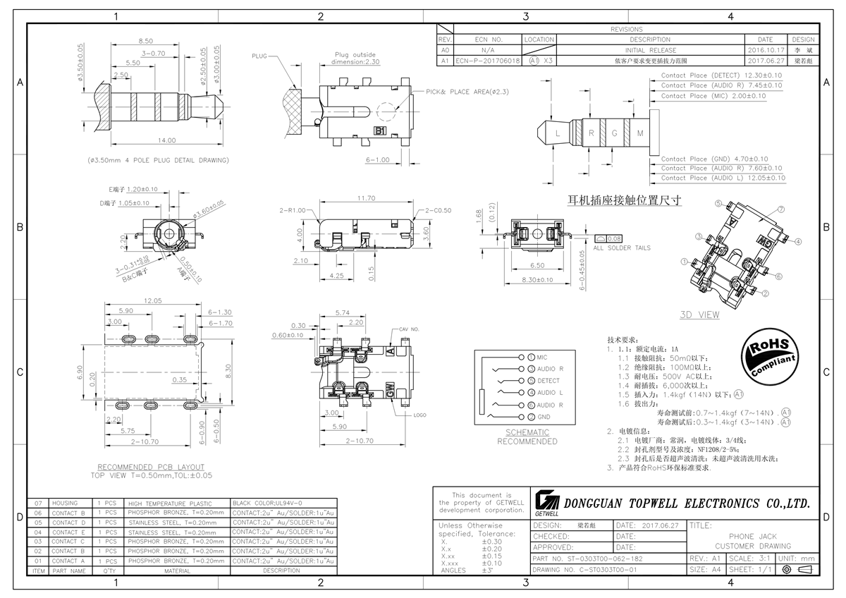 耳機插座 ST-0303T00-062-182