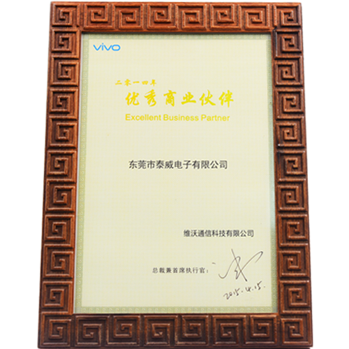 vivo優(yōu)秀商業(yè)伙伴獎(jiǎng)(2015年)